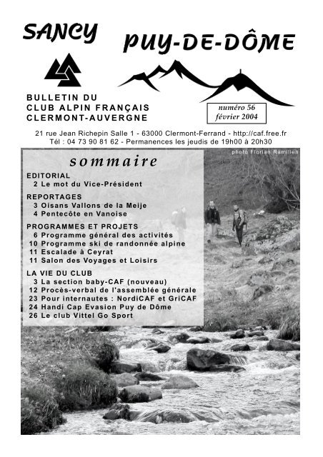 s o m m a i re - Club Alpin Français Clermont-Auvergne