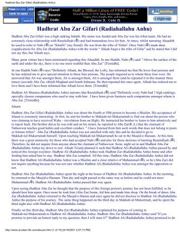 Hadhrat Abu Zar Gifari (Radhiallahu Anhu) - Al-Qiyamah