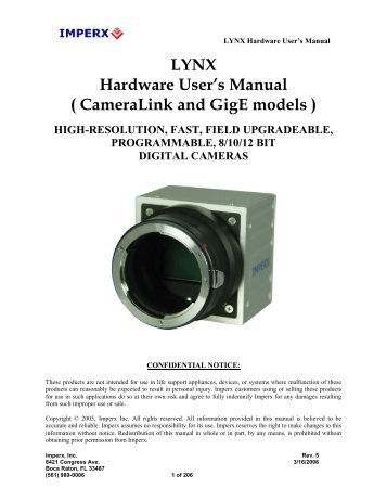 LYNX Hardware User's Manual ( CameraLink and ... - Alacron, Inc.