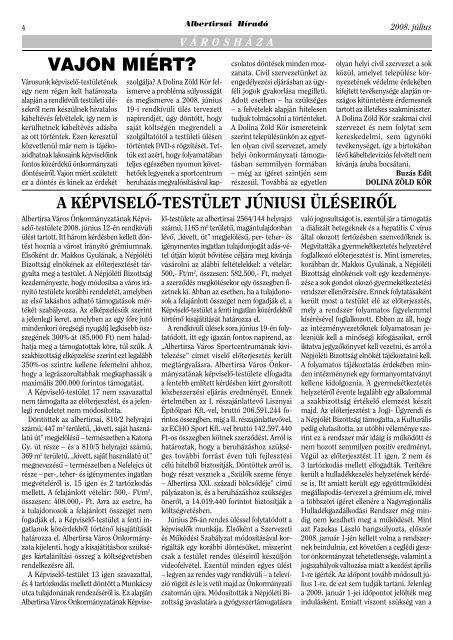 Alberirsa Híradó 2008.07. hó (.pdf) - Albertirsa