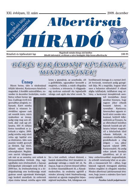 Alberirsa Híradó 2009.12. hó (.pdf) - Albertirsa