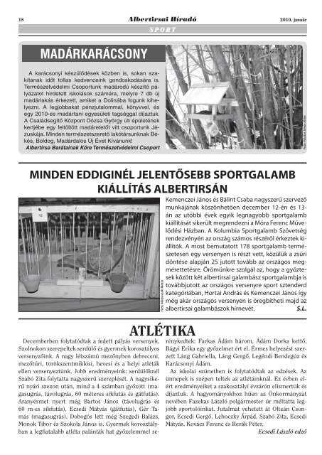 Alberirsa Híradó 2010.01. hó (.pdf) - Albertirsa