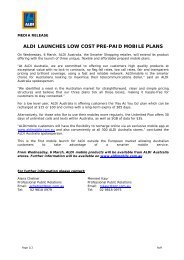 ALDI LAUNCHES LOW COST PRE-PAID MOBILE PLANS