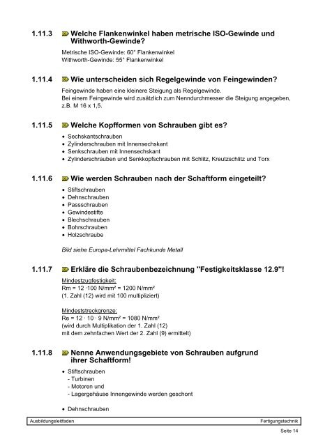 1 Fertigungstechnik - Ausbildungsleitfaden