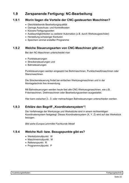 1 Fertigungstechnik - Ausbildungsleitfaden