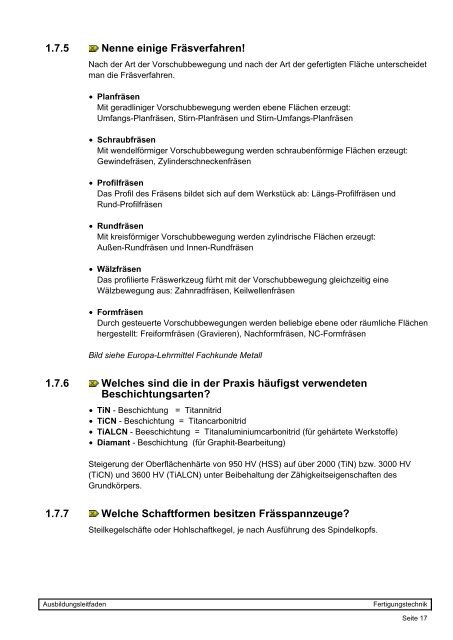 1 Fertigungstechnik - Ausbildungsleitfaden