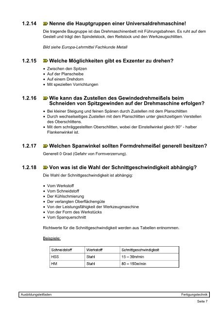 1 Fertigungstechnik - Ausbildungsleitfaden