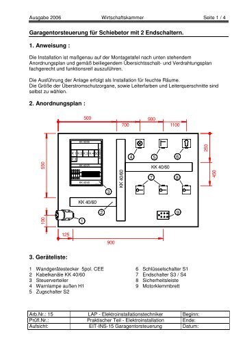 Garagentorsteuerung für Schiebetor mit 2 Endschaltern. 1 ...