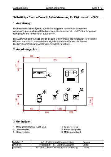 Selbsttätige Stern – Dreieck Anlaufsteuerung für Elektromotor 400 V ...