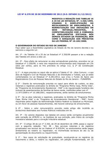 lei nº 6.370 de 20 de dezembro de 2012 (do estado ... - Sinduscon-Rio