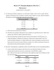 Physics 177: Molecular Biophysics 2010. Pset 3 Fluorescence