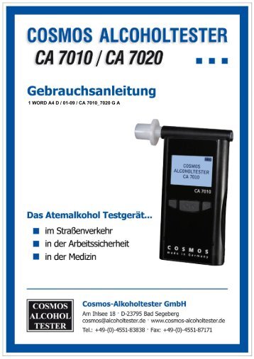 Bedienungsanleitung deutsch - Cosmos-Alkoholtester GmbH