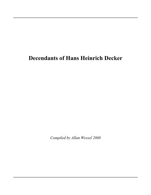 Decendants of Hans Heinrich Decker - Clark County Wisconsin ...