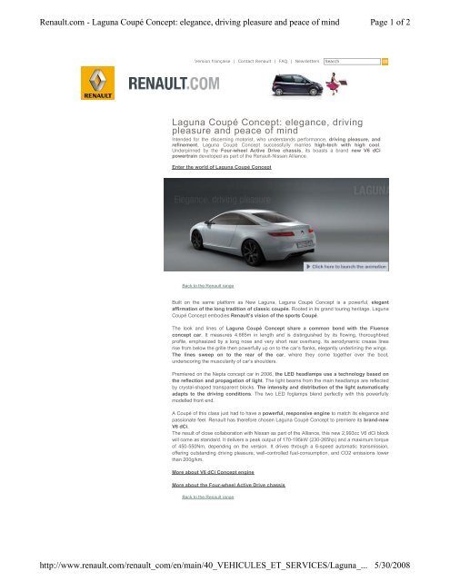Renault Laguna Coupe Concept 2008 Brochure-pdf - AllCarCentral ...