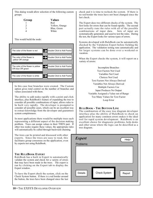 EXSYS Professional Developer Interface