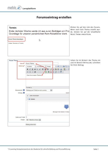 Forumseintrag erstellen - mebis - Fortbildung