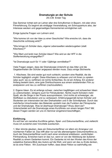 Skript von Prof. Gutmann: "Dramaturgie an der Schule"