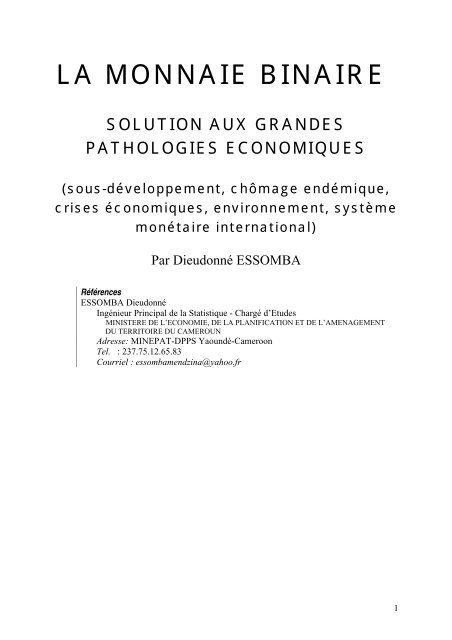 La Monnaie Binaire Association Canadienne D Economique