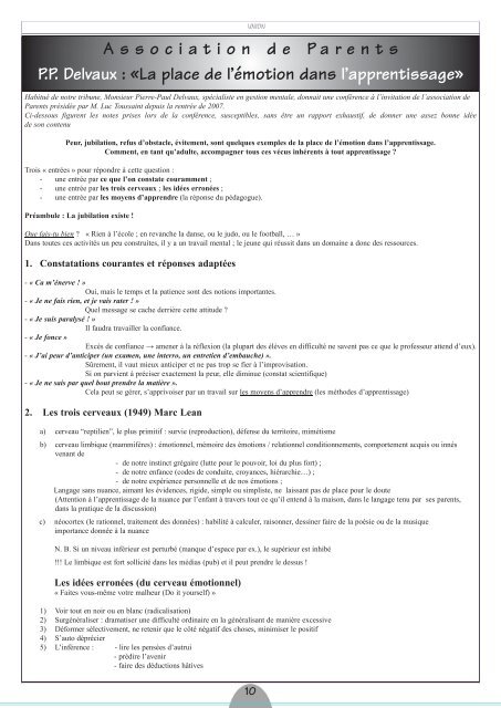 • Sommaire page 2 • - Collège Saint-Hadelin
