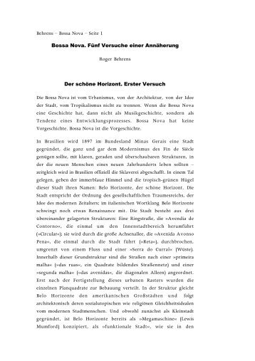 Bossa Nova. Fünf Versuche einer Annäherung (pdf) - Roger Behrens
