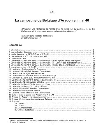 La campagne de Belgique d'Aragon en mai 40 : recherches ... - Agota