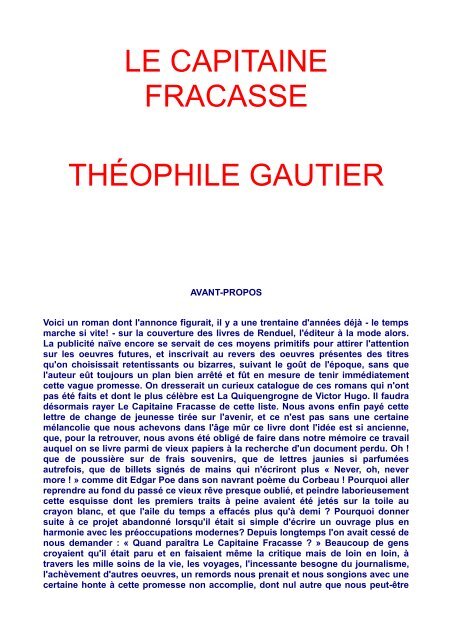 LE CAPITAINE FRACASSE THÉOPHILE GAUTIER