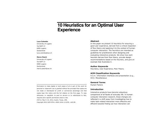 10 Heuristics for an Optimal User Experience - alt.chi 2013