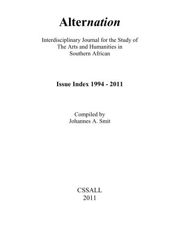 faculty of humanities, development - Alternation Journal - University ...
