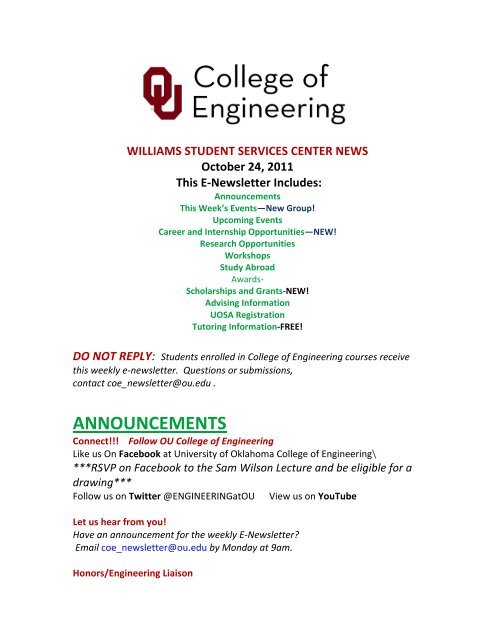 ANNOUNCEMENTS - Alumni - University of Oklahoma