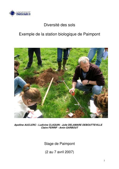 Diversité des sols Exemple de la station biologique de Paimpont