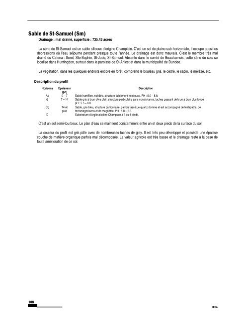 Étude pédologique du comté de Huntingdon et Beauharnois - IRDA