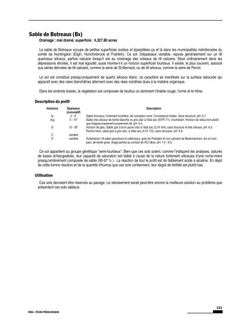 Étude pédologique du comté de Huntingdon et Beauharnois - IRDA