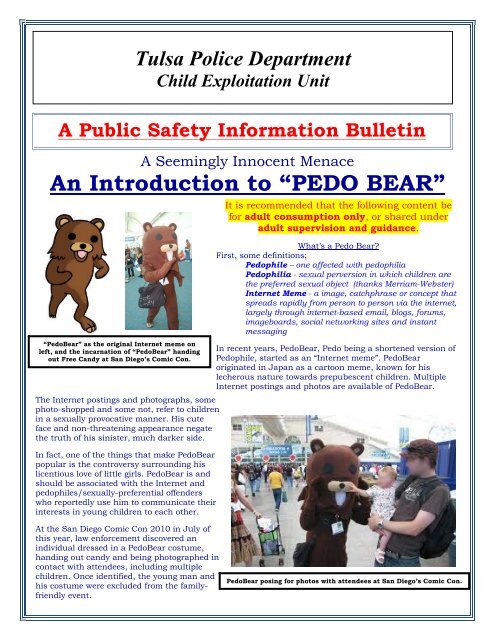 An Introduction to “PEDO BEAR” A Public Safety ... - Worldnow