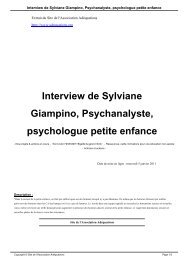 Interview de Sylviane Giampino, Psychanalyste ... - Adéquations