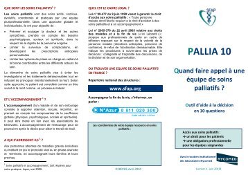 "pallia 10 : Quand faire appel à une équipe de soins palliatifs". - SFAP