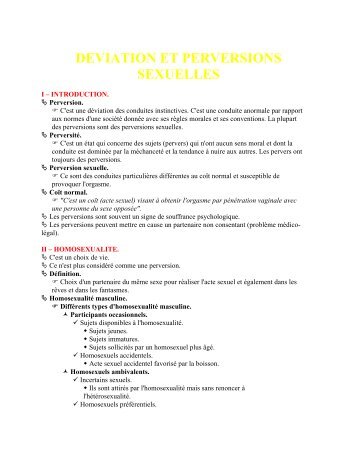 DEVIATION ET PERVERSIONS SEXUELLES - Infirmiers.com