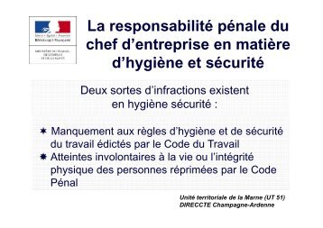 DIRECCTE - La responsabilité penale [Mode de compatibilité]