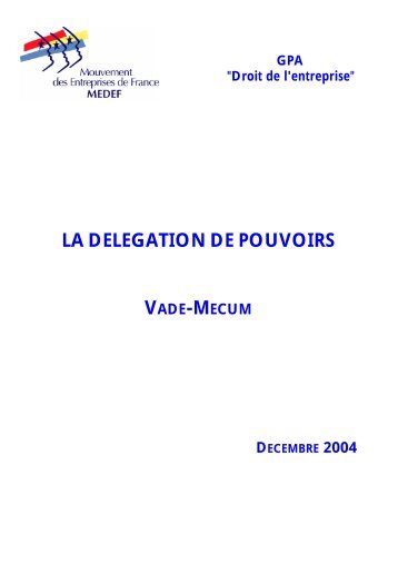 LA DELEGATION DE POUVOIRS - SSA Ingénierie Conseil Formation