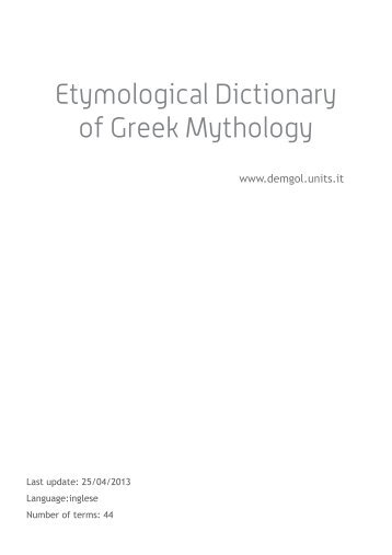 Etymological Dictionary of Greek Mythology - Dizionario etimologico ...