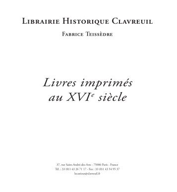 Télécharger le pdf du catalogue - Librairie historique Clavreuil