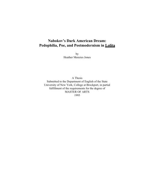 Nabokov's Dark American Dream: Pedophilia, Poe, and ...