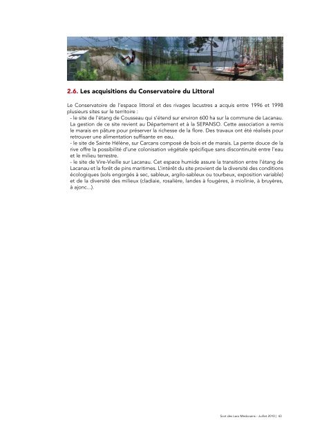 Etat de l'environnement des lacs Médocains - Mairie de Lacanau