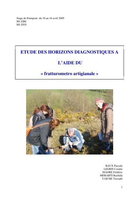 ETUDE DES HORIZONS DIAGNOSTIQUES A L'AIDE DU ...