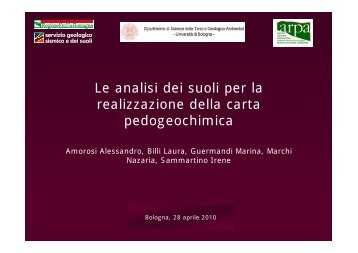 Le analisi dei suoli per la realizzazione della carta pedogeochimica