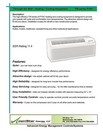 TW Series PTAC Spec Sheet rev 041612.cdr - AmeriStar Energy