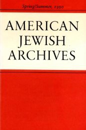 of the American Jewish Experience - American Jewish Archives