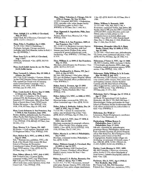 H | The Concise Dictionary of American Jewish Biography
