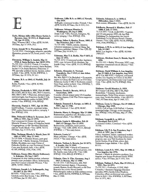 E | The Concise Dictionary of American Jewish Biography