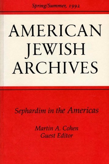 American Jewish Archives Journal, Vol 44, No. 01 (1992)