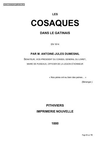 antoine dumesnil - Les Cosaques dans le Gâtinais